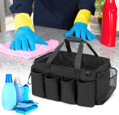 HODRANT Extra-Large Cleaning Caddy, Organizer with Handles for Cleaning Tools & Products Storage, Large Capacity Tote Bag for Car, Home & Housekeeping Work, Gray