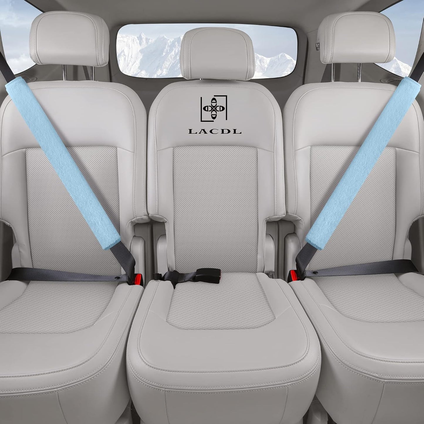 LACDL Extra Long Seatbelt Cover Super Soft Furry for Adults Kids Women & Men, Thick Plush Full Car Seat Belt Strap Cushion, Fluffy Shoulder Pad Protector, Auto Interior Accessories, 1pc, Black, 15.5in