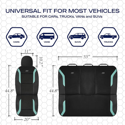 Skechers Memory Foam Seat Covers, Air Cool Mesh Thick Car Seat Covers, Car Seat Covers Front Seats Airbag Compatible, Universal Automotive Comfort for Most Cars, Vans, Trucks, SUV,Black