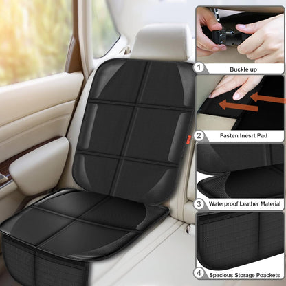 XHYANG Car Seat Protector,Auto Car Seat Protectors Baby Carseat Waterproof & Durable 600D Fabric for Child Baby Car Seat Mat Vehicle Pet Cover 2 Storage Pockets (2 Pack)