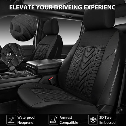 CAR PASS Car Seat Covers Full Sets, Front & Split Rear Bench for Car, 3D Tyre Embossed Automotive Interior Covers, Airbag Compatible, Quick Setup Universal Fit Seat Covers for Car, SUV(Charcoal)