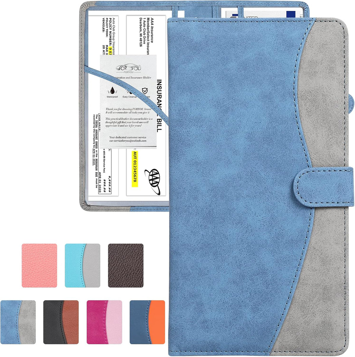 foryou Car Registration and Insurance Holder Car Document Holder Registration and Insurance Card Holder for Cards, Driver License & other Essential Documents(Purple Pink)