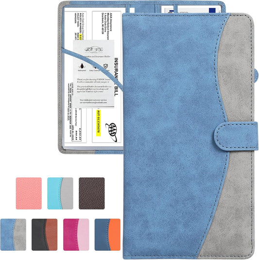 foryou Car Registration and Insurance Holder Car Document Holder Registration and Insurance Card Holder for Cards, Driver License & other Essential Documents(Purple Pink)