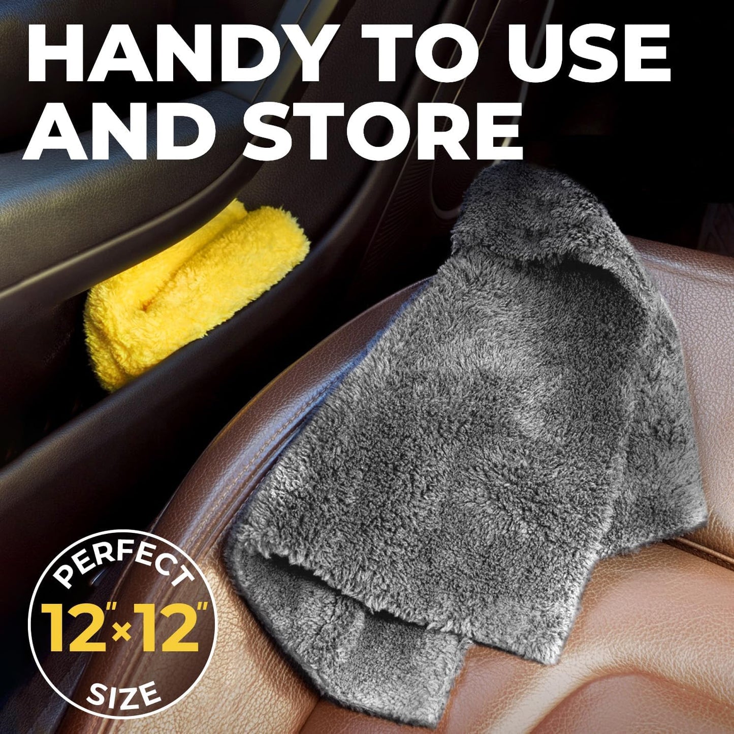 Super Soft Microfiber Towels for Cars - Edgeless - 6pk (12”x12”) - Premium Scratch-Free Towel - Great for Drying, Detailing, Polishing, Buffing - Ultra Absorbent Microfiber Cleaning Cloths for Car