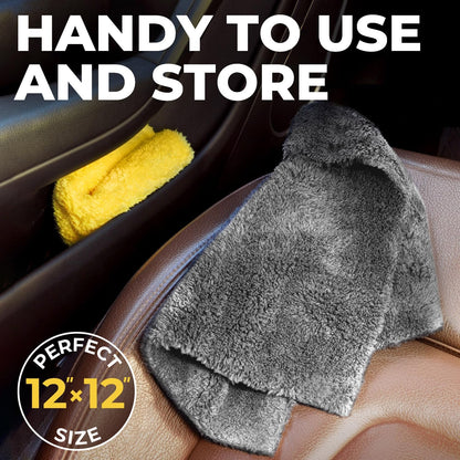 Super Soft Microfiber Towels for Cars - Edgeless - 6pk (12”x12”) - Premium Scratch-Free Towel - Great for Drying, Detailing, Polishing, Buffing - Ultra Absorbent Microfiber Cleaning Cloths for Car