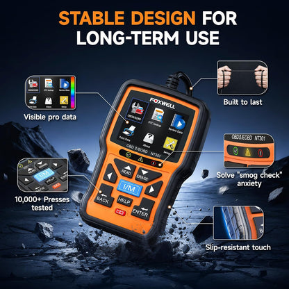 FOXWELL NT301 OBD2 Scanner Live Data Professional Mechanic OBDII Diagnostic Code Reader Tool for Check Engine Light
