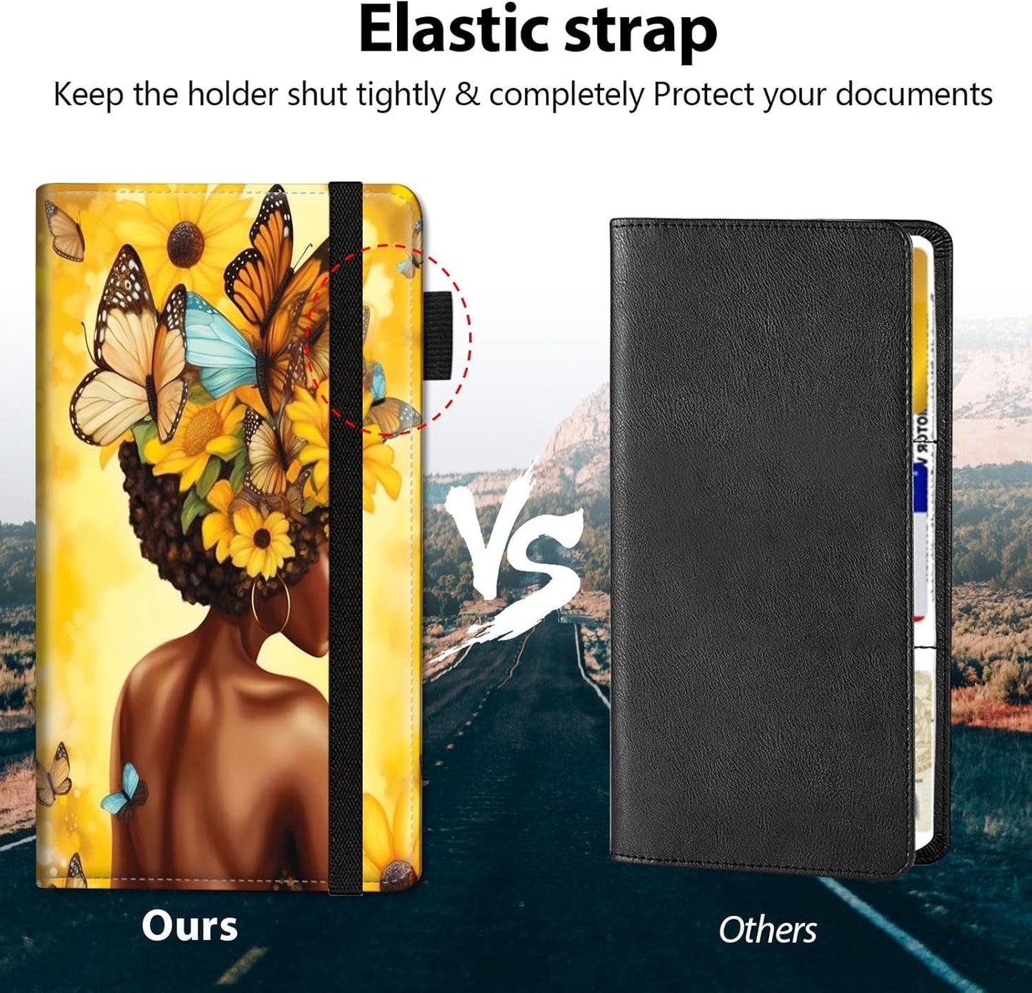 Car Registration and Insurance Holder, Leather Car Glove Box Organizer, Cool Car Accessories for ID, Driver's License Cards & Essential Document, business cards, Men&Women, Retro Audio Cassette