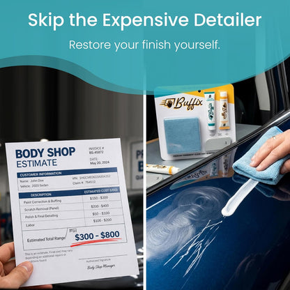 Car Scratch Remover Kit for Vehicles. Perfect for Car Clear Coat Repair, Wax Removal & Erase Scratches. Includes Buffing Pad, Filling/Polish Rubbing Compound, & Polishing Cloth