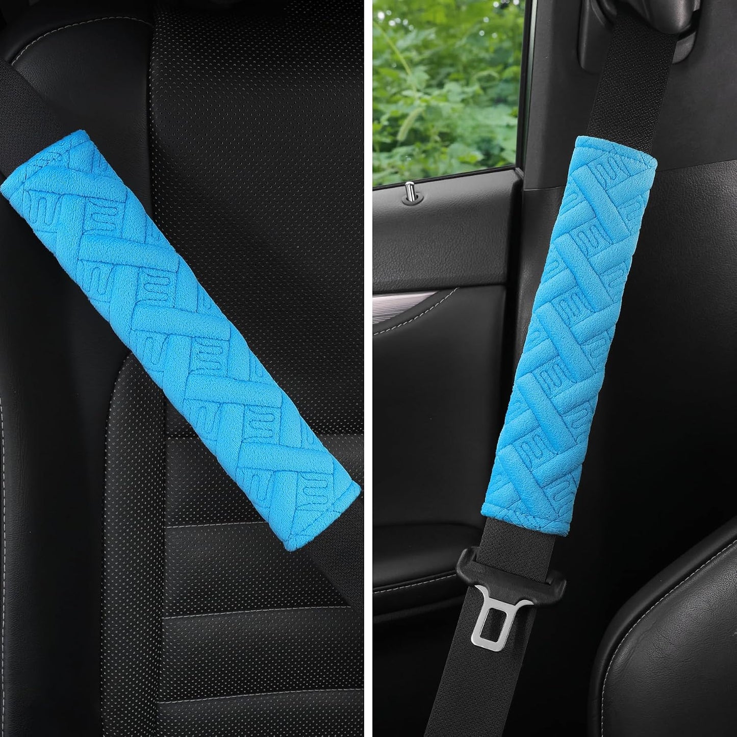JUSTTOP 2-Pack Universal Car Seat Belt Pads Cover for A More Comfortable Driving, Seat Belt Shoulder Strap Covers Harness Pad for Car Interior Accessories(Black)