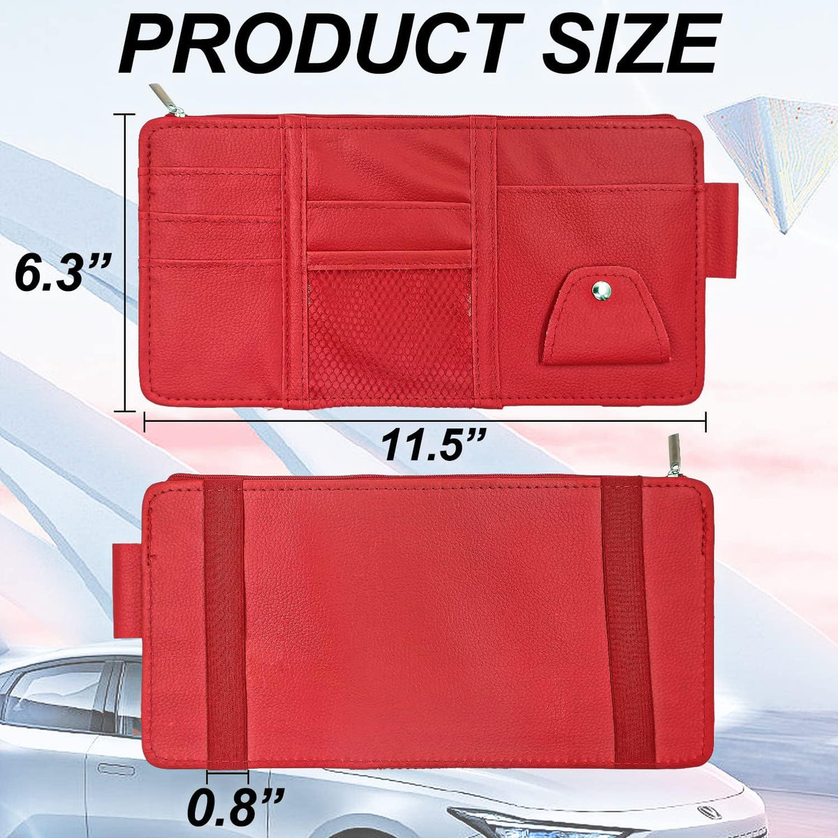 Keedolla Car Sun Visor Organizer, Truck Visor Organizer Car Sun Storage Pocket Pouch Case Bag for Sunglasses, Cards, Pens and Document - Pink