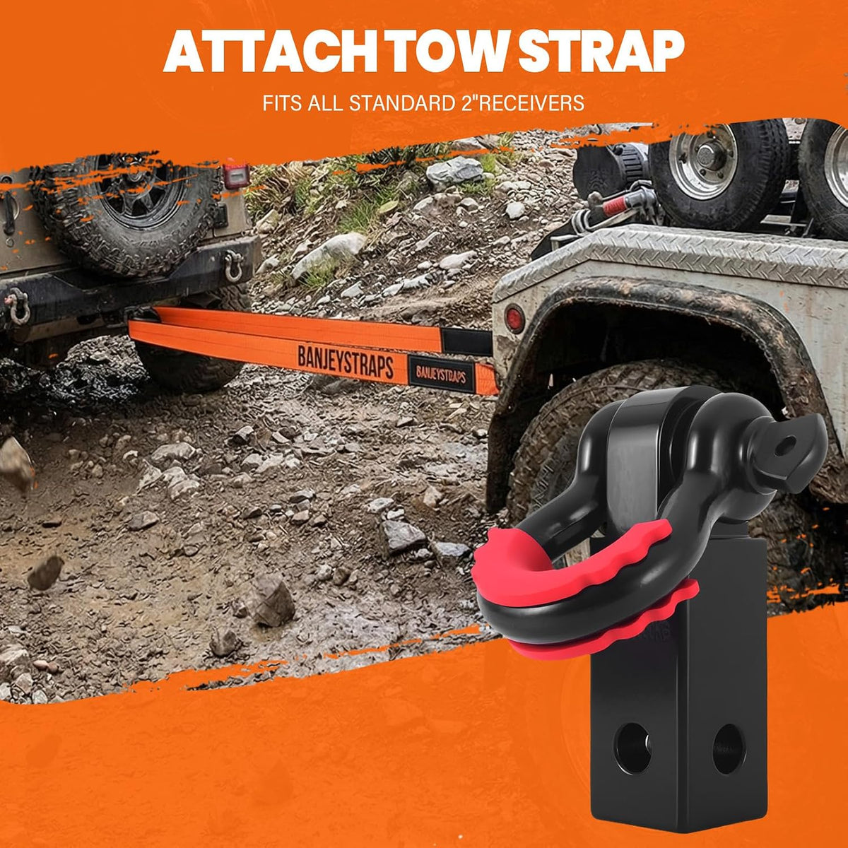 45,000 lb Recovery Tow Strap Kit with 3/4" Shackles（2pcs） - 4" x20' Heavy Duty Snatch Strap for Off-Road Truck & Jeep Recovery, Includes Storage Bag for SUV & 4x4 Vehicle Emergency