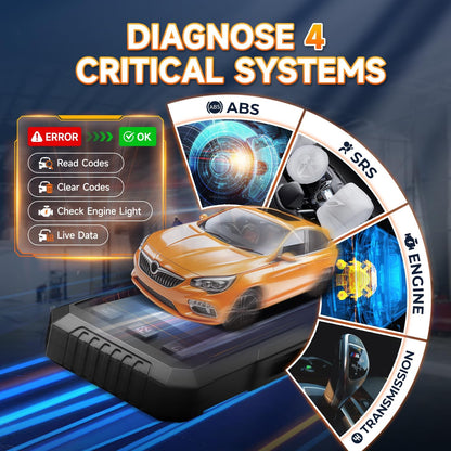 2026 FOXWELL NT614 Elite OBD2 Scanner, 4 Systems, 5 Resets Code Reader | Upgrade of NT604, ABS Bleeding/EPB/Oil/SAS/Throttle Reset, Read/Clear Engine/ABS/SRS/Transmission Fault Codes Car Scanner