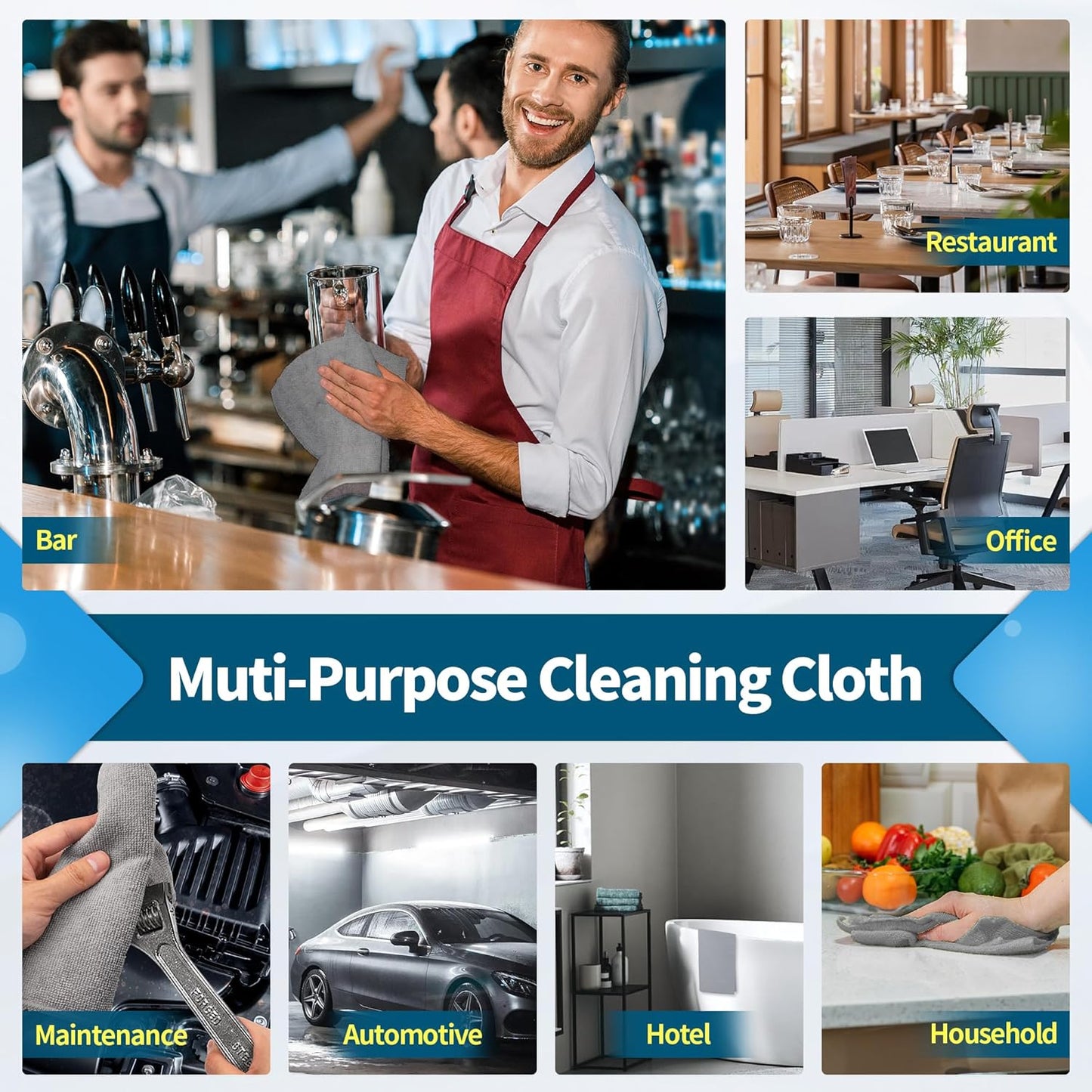 FIXSMITH Microfiber Cleaning Cloth - Pack of 50, Microfiber Towels for Cars 16 x 12 in, Highly Absorbent Cleaning Rags, Lint-Free, Streak-Free Cleaning Cloths for Car Kitchen Home Office