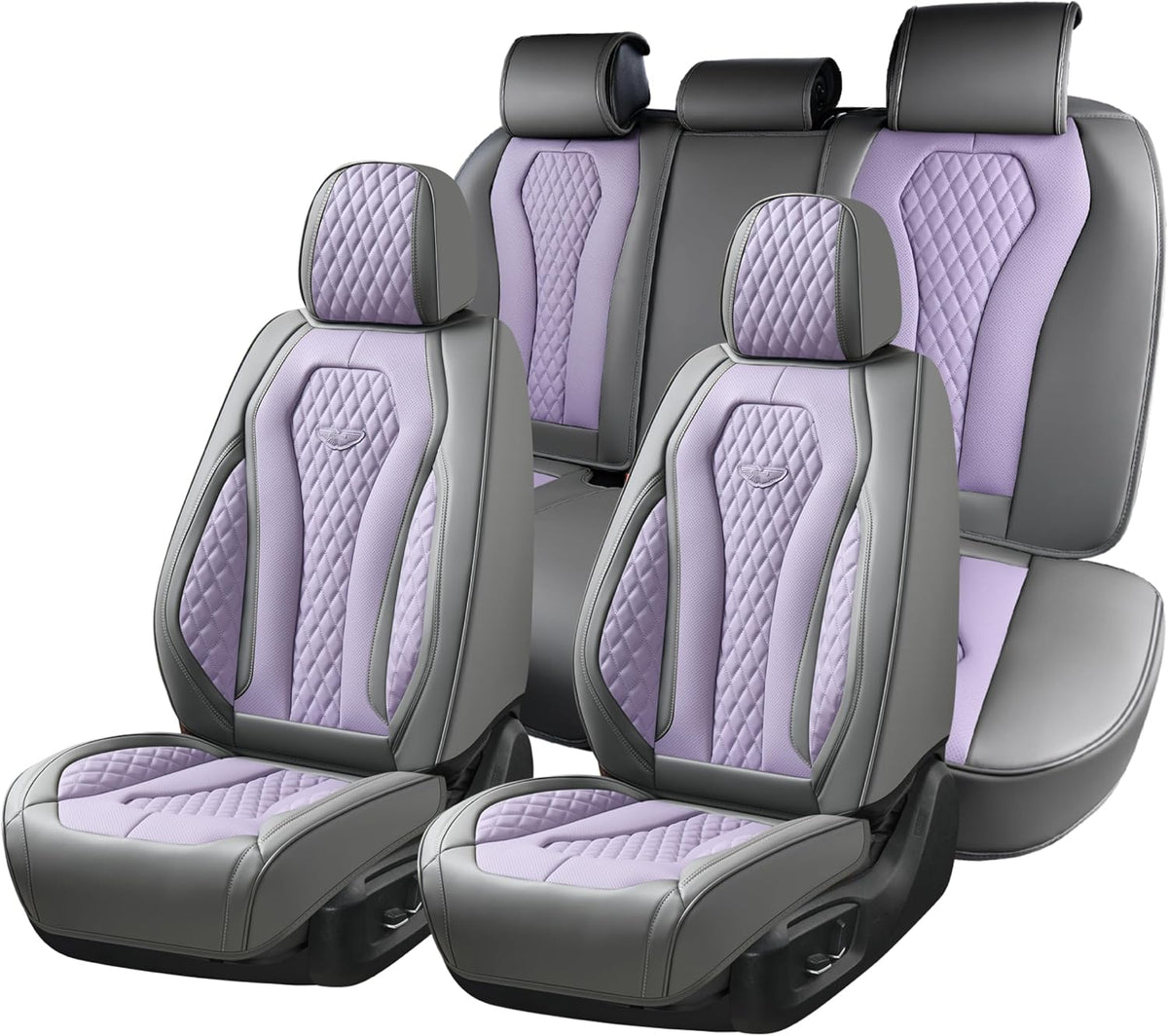Coverado Seat Covers, Car Seat Covers Full Set, Black Car Seat Cover, Car Seat Covers Front Seats Back Seat Cover, Waterproof Car Seat Cushion, Leather Seat Covers Seat Protector Fit for Most Cars
