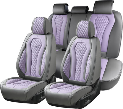 Coverado Seat Covers, Car Seat Covers Full Set, Black Car Seat Cover, Car Seat Covers Front Seats Back Seat Cover, Waterproof Car Seat Cushion, Leather Seat Covers Seat Protector Fit for Most Cars