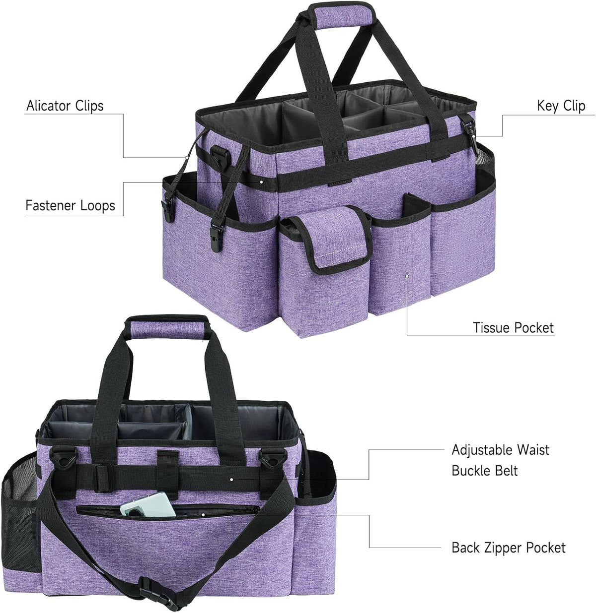 Cleaning Caddy,Cleaning Bag for Housekeepers,Cleaning Supplies Organizer with Handle,Black