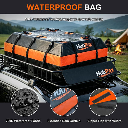 21 Cu Ft. Car Rooftop Cargo Carrier Bag Car Roof Top Bag Cargo Carrier | Fit All Vehicle with/Without Rack, Includes Anti-Slip Mat, 8 Reinforced Straps, 6 Door Hooks, Luggage Lock