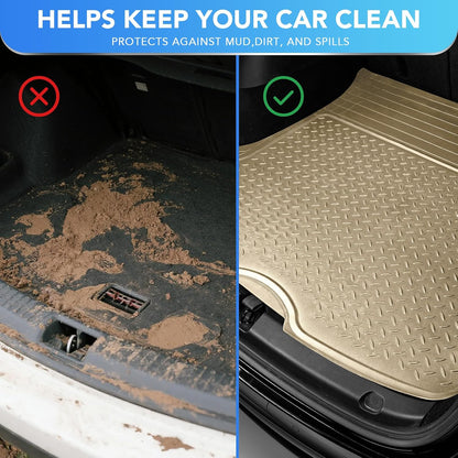 PIC AUTO Heavy Duty Cargo Liner, Trimmable All-Weather Rubber Trunk Mat for Cars, SUVs, Vans & Trucks, Anti-Slip Backing, Durable Protection, Large, Black