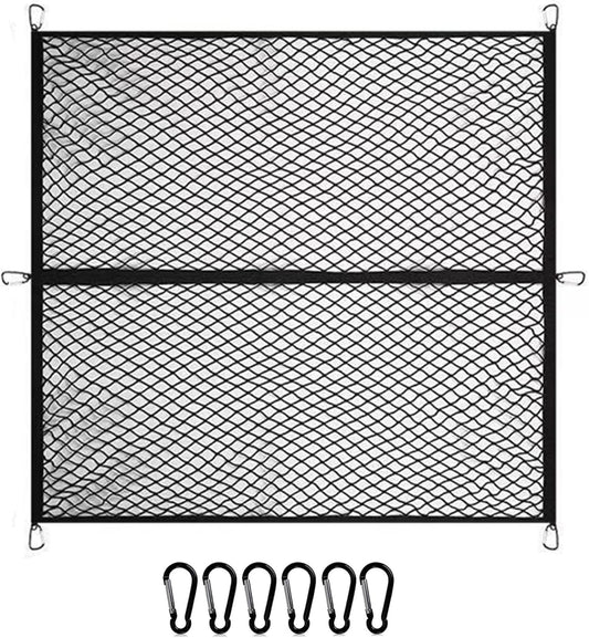 Cargo Net for SUV with Hooks, Adjustable Highly Elastic Storage Organizer Net for Car, Pickup Trucks,Mesh Organizer 2.6'x2' Stretches to 5'x4',Road Trip Essentials Black