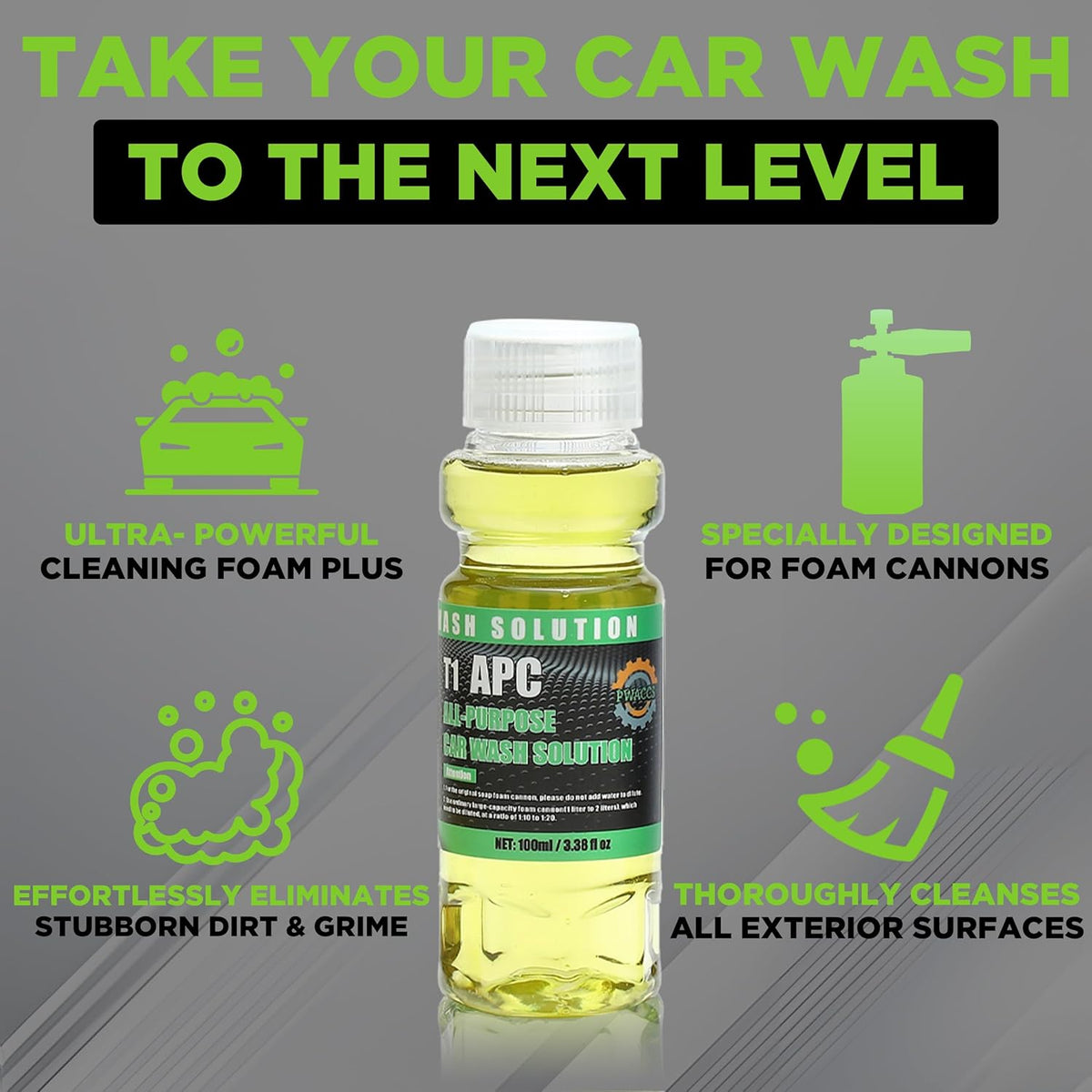 PWACCS Pressure Washer Foam Gun with Dual Connector Accessory, Short Power Washer Gun Foam Cannon and Double Tip Attachment Car Wash Kit, 1/4" Quick Connector, M22 Male Inlet, 4000 PSI, 1.5 Liter