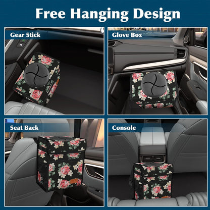 Femuar Leak Proof Car Trash Can with Lid - Waterproof Automotive Garbage Bin for SUVs, Collapsible and Portable Car Trash Bag, Black