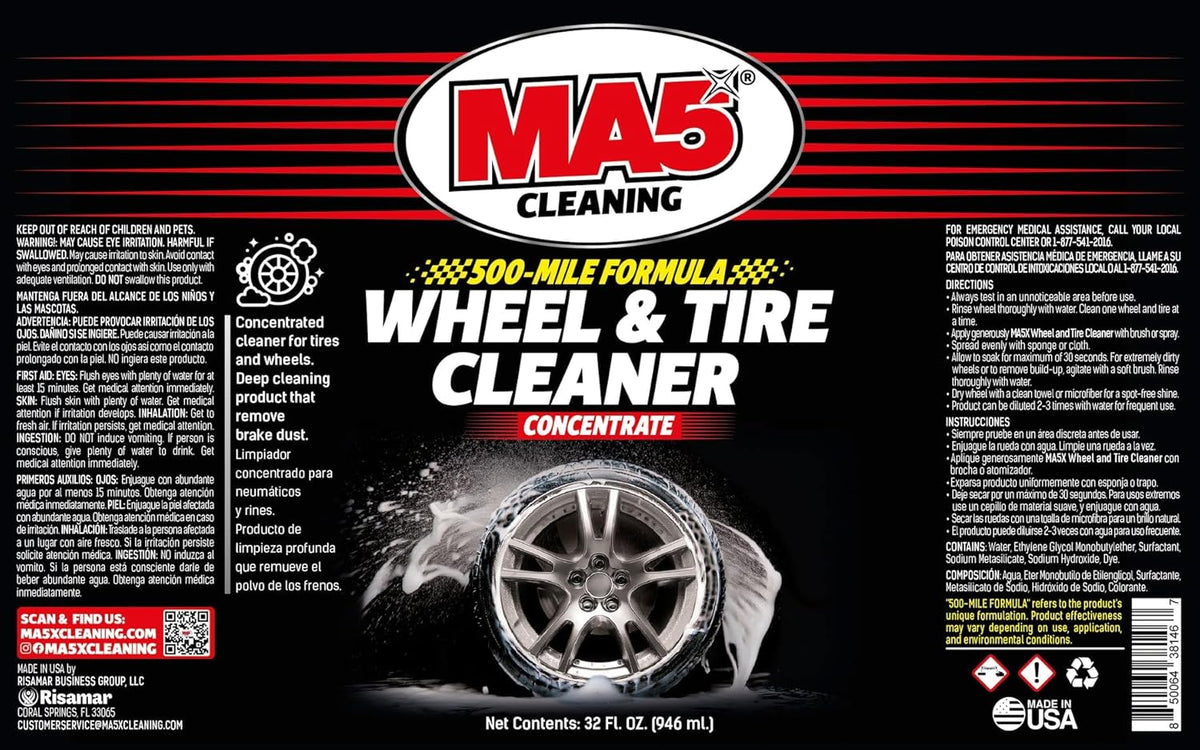 MA5X Wheel and Tire Cleaner | Concentrated, Brake Dust Remover | Wheel Cleaner Spray | 32oz Bottle | Pack of 1