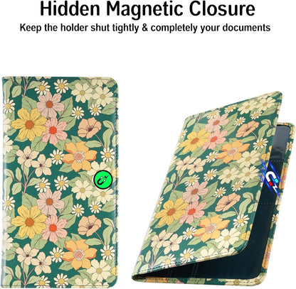 Car Registration and Insurance Holder, Insurance Card Holder, Car Registration Holder, Floral Themed Cover with Magnetic Shut