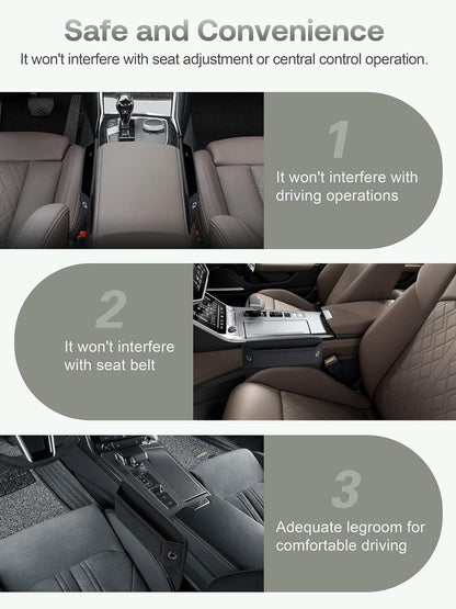 Universal Fit Premium Leather Car Seat Gap Filler Organizer, Center Console Organizer with Card Slots, Clever Gifts for Car SUV Truck Owners (Black, 1 Pack)