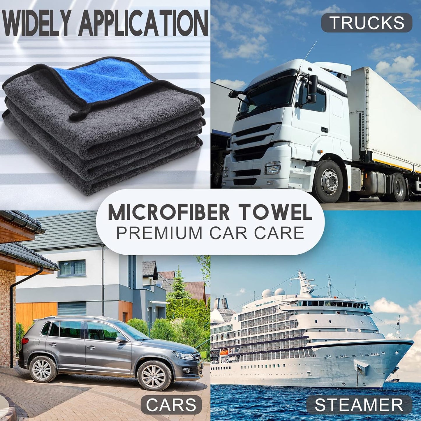 Nuenen 20 Pcs Microfiber Car Drying Towels Microfiber Cleaning Cloth 800 GSM Thick Plush Cleaning Dusting Cloth Auto Detailing Absorbent Towels Rags for Car Household Kitchen Window(Grey and Yellow)