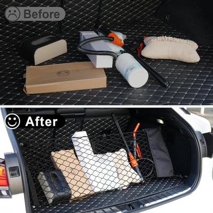Amiss Cargo Net Stretchable, Car Exterior Accessories, Adjustable Elastic Trunk Storage Net with Hook for SUVs, Cars and Trucks (35.4x15.8 Inch)