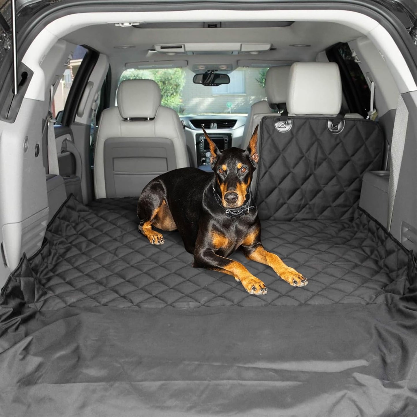 4Knines Split Cargo Liner for SUV – For Dogs & Pets, Heavy-Duty, Waterproof Trunk Mat & Cargo Cover – Fits 60/40 Split Bench & Armrest Pass-Through – Machine Washable, Non-Slip, Durable (Large, Black)