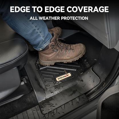 YITAMOTOR Floor Mats Fit for Ford F-150 2015-2026 & F150 Lightning 2022-2026 SuperCrew (Rear w/o U-Seat Flat Storage),TPE All Weather Truck mats, 1st & 2nd Row