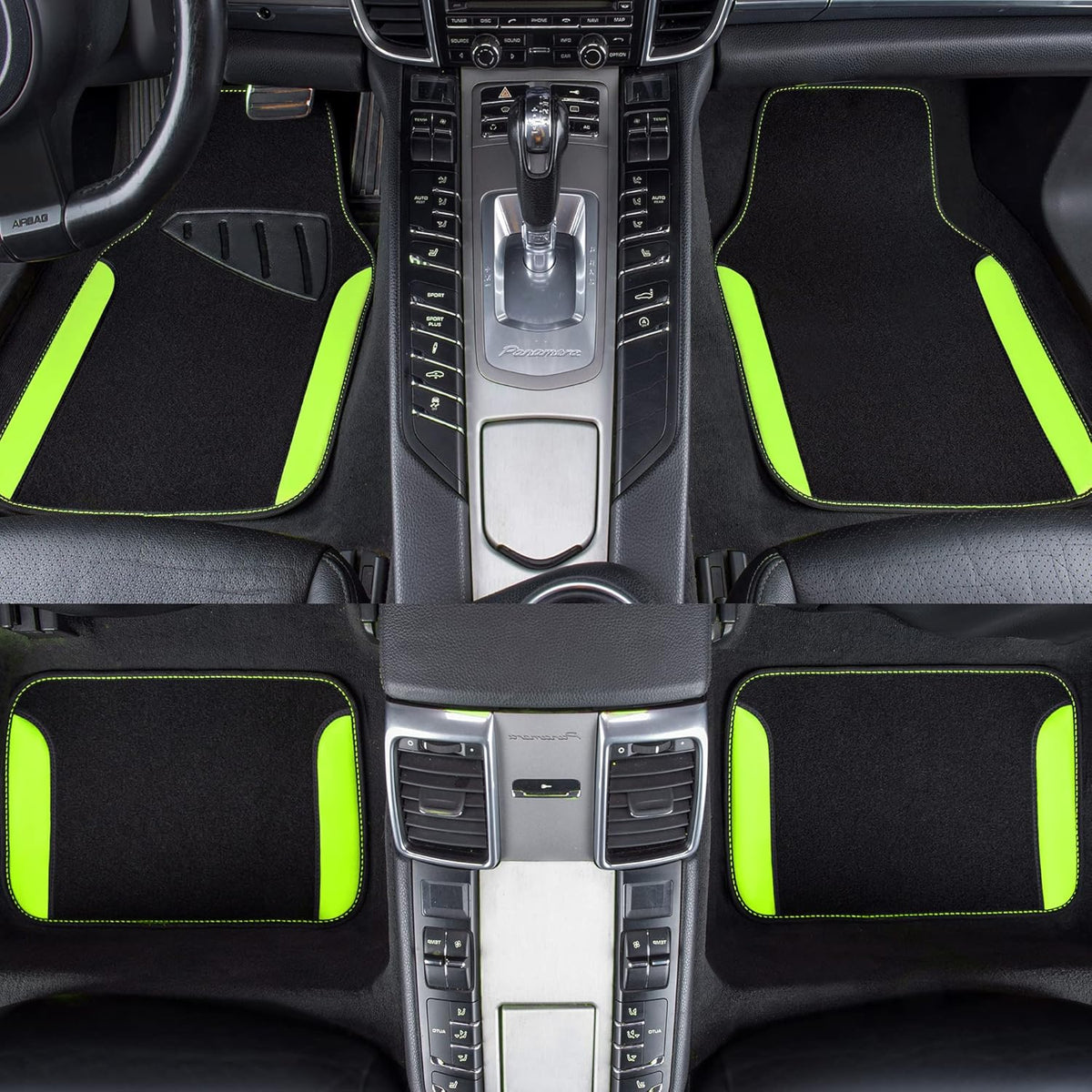 CAR PASS Waterproof Universal Fit Car Floor Mats, Faux Leather Car Carpet Mats, Black Car Mats with Anti-Slip Nibbs Backing & Driver Heel Pad Fit for SUV,Vans,sedans, Trucks,Set of 4pcs(All Black)
