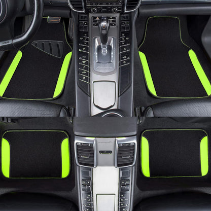 CAR PASS Waterproof Universal Fit Car Floor Mats, Faux Leather Car Carpet Mats, Black Car Mats with Anti-Slip Nibbs Backing & Driver Heel Pad Fit for SUV,Vans,sedans, Trucks,Set of 4pcs(All Black)