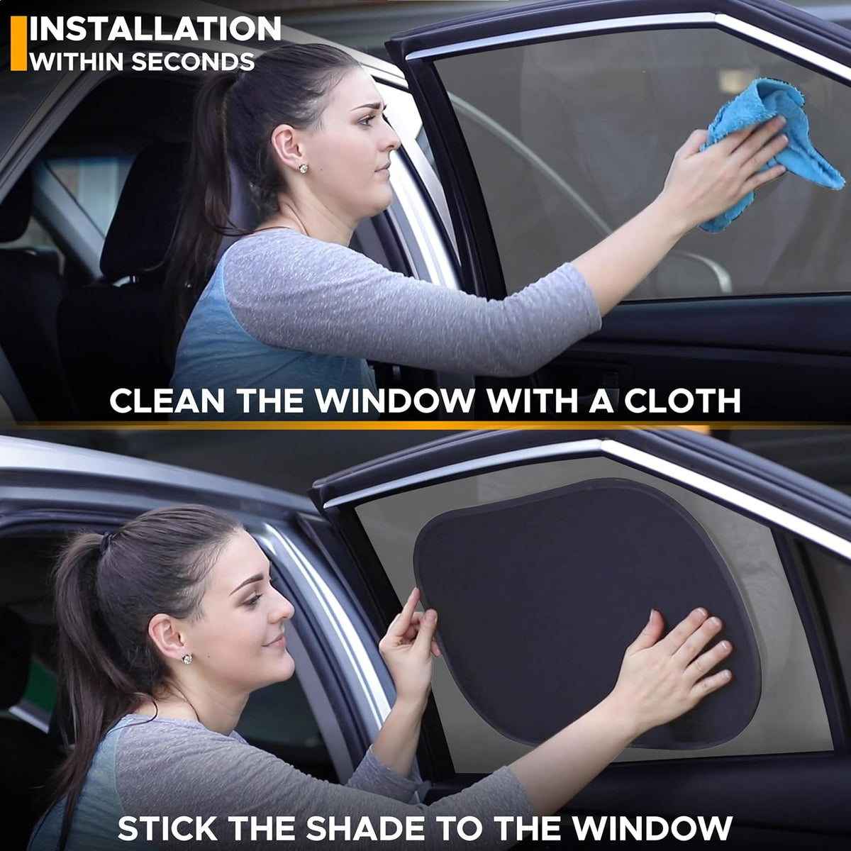 EcoNour Car Window Shades for Baby (4 Pack) | Protects Baby from Window Sun & Heat | Sun Shade Side Windows for Kids | Automotive Sun Protection from UV | Child Safety Accessories | Medium - 20"x12"