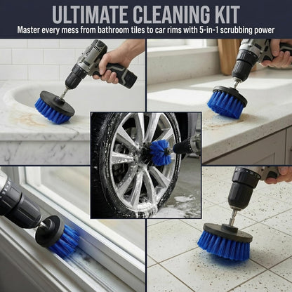 Drill Brush Attachment Set, 5 Pack Power Scrubber Cleaning Brush Kit with Extension Rod for Bathroom, Tub, Tile, Grout, Kitchen, Floor and Wheel Rims (Blue)