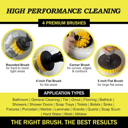 Interior Car Detailing Drill Brush Set - Soft Bristle Power Scrubber Attachments for Cleaning Car, Truck, Upholstery, Carpet, Leather, Seats, Wheels, Rims, Dash, Console, & Trim - Nylon Auto Scrubber
