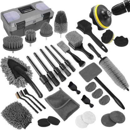 36Pcs Car Detailing Kit, Car Detailing Brush Set, Car Cleaning Kit, Auto Detailing Tools for Interior Exterior Wheels, Professional Car Wash Accessories with Windshield Cleaning Tool and Storage Box
