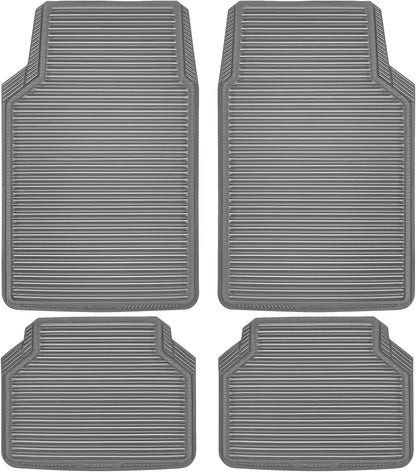 CAR PASS Rubber Floor Mats, All Weather Full Set 4-Piece, Waterproof Automotive Mats Trim to Fit Most Cars Sedans SUVs Vans, Heavy Duty Anti-Slip Easy Clean, All Black