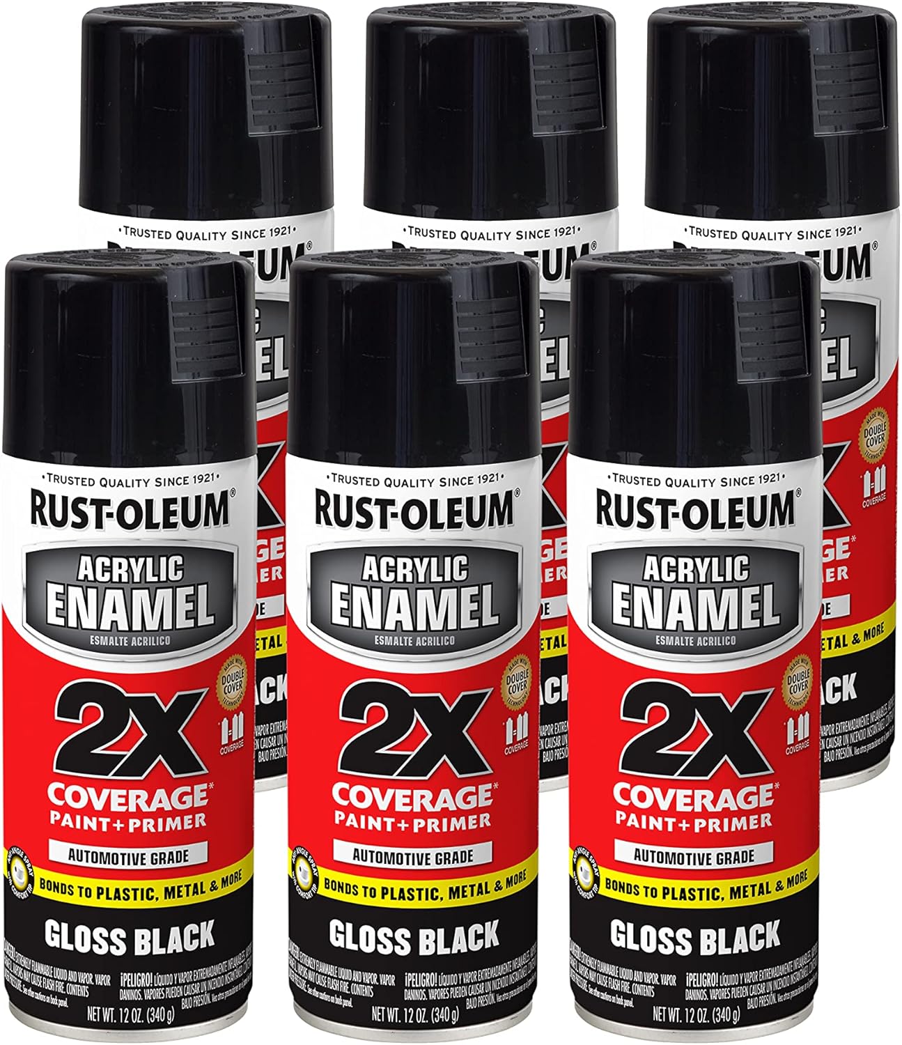 Rust-Oleum 271903 Acrylic Enamel 2X Spray Paint, 12 oz, Gloss Black, (Pack of 1)