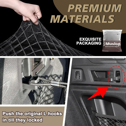Muslogy Truck Bed Cargo Net Trunk Netting Compatible with 2023-2025 2026 Honda CR-V Accessories, Pickup Cargo Organizer SUV Sedan Storage Net w/Heavy Duty Carabiners - Colors A