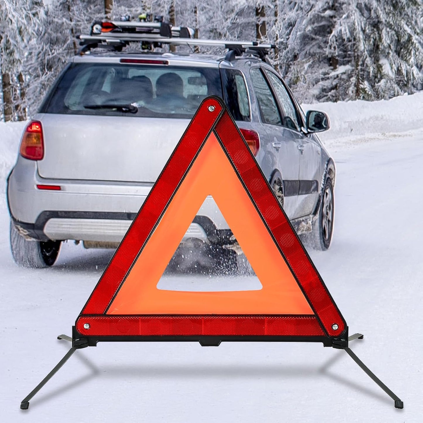 Emergency Warning Triangles | 3 Pack Road Emergency Warning Reflector Roadside Safety Triangle Kits Reflective Warning Triangle Foldable Safety Warning Sign with Storage Case for Vehicles