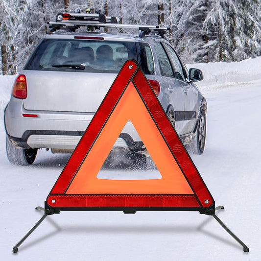 Emergency Warning Triangles | 3 Pack Road Emergency Warning Reflector Roadside Safety Triangle Kits Reflective Warning Triangle Foldable Safety Warning Sign with Storage Case for Vehicles