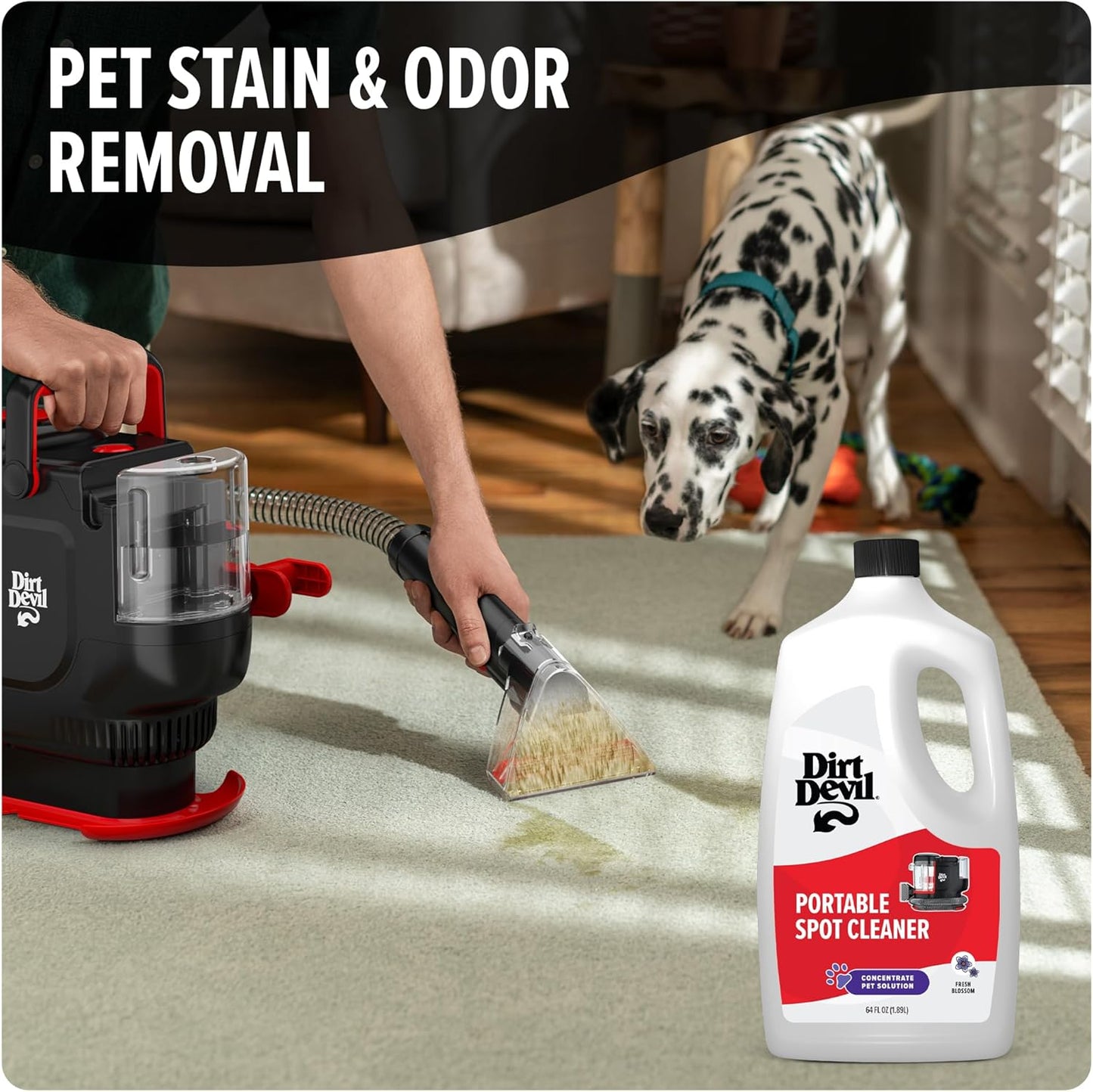 Dirt Devil Portable Spot Cleaner Machine for Carpet and Upholstery, Powerful Suction Spot Cleaning Machine with Versatile Tools, Pair with Dirt Devil Portable Cleaner Solution