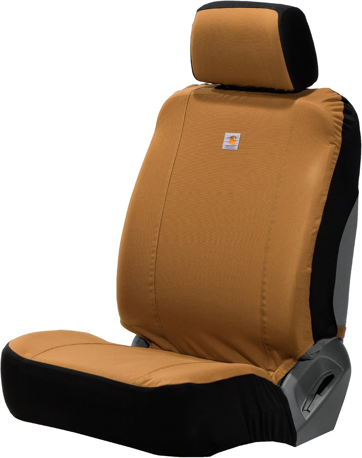 Carhartt Universal Nylon Duck Canvas Fitted Bucket Seat Cover, Durable Seat Protection with Rain Defender, Single, Black