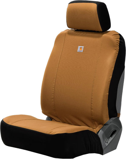 Carhartt Universal Nylon Duck Canvas Fitted Bucket Seat Cover, Durable Seat Protection with Rain Defender, Single, Black