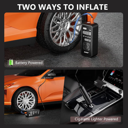 ZUZEE Tire Inflator Portable Air Compressor - 4X Faster Inflation, 150PSI Air Pump for Car Tires with Digital Pressure Gauge/LED Light, Portable Tire Inflator for Car, Moto, Bike, Ball, etc