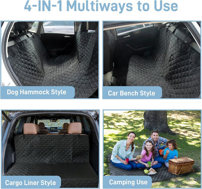 Large Dog Car Seat Cover for Back Seat, Universal Fit Bench Car Seat Cover, Waterproof Dog Hammock for Car with Adjustable Straps, Durable Seat Protector for Cars, Trucks & SUVs, Black