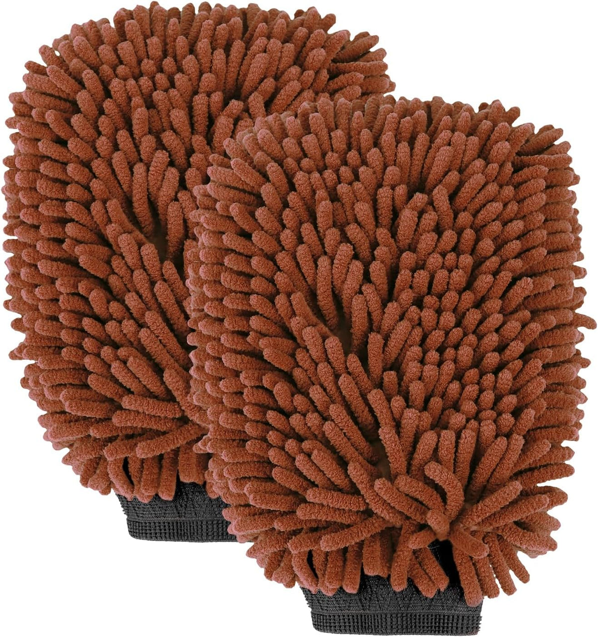 wuyaoyao 2PCS Car Wash Mitt, 10.14"×7.12" Chenille Microfiber Car Wash Mitts, Scratch-Free & Lint-Free, Absorbent Double Sided Clean Glove for Cars Cleaning, Auto Cleaning Supplies (Orange)