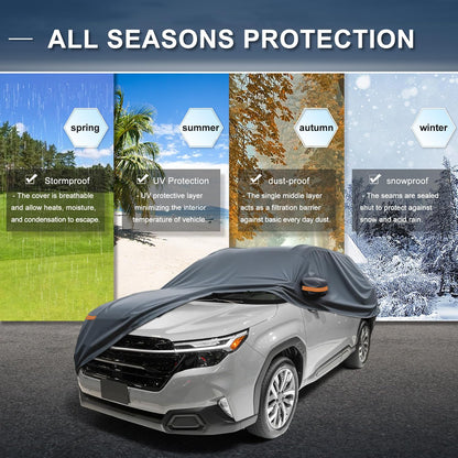 X AUTOHAUX Car Cover for Honda Civic Sedan/Coupe 210D-PU Outdoor Full Car Cover All Weather with Door Zipper for Waterproof Windproof Sun Rain Snow Protection